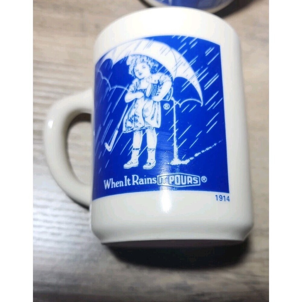 Vintage Mail Order Morton Salt Set 7 Lot Umbrella Girl 4 Mugs, Creamer, Sugar - Picture 8 of 11